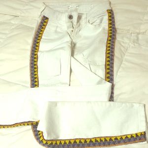 Stretchy white jeans.